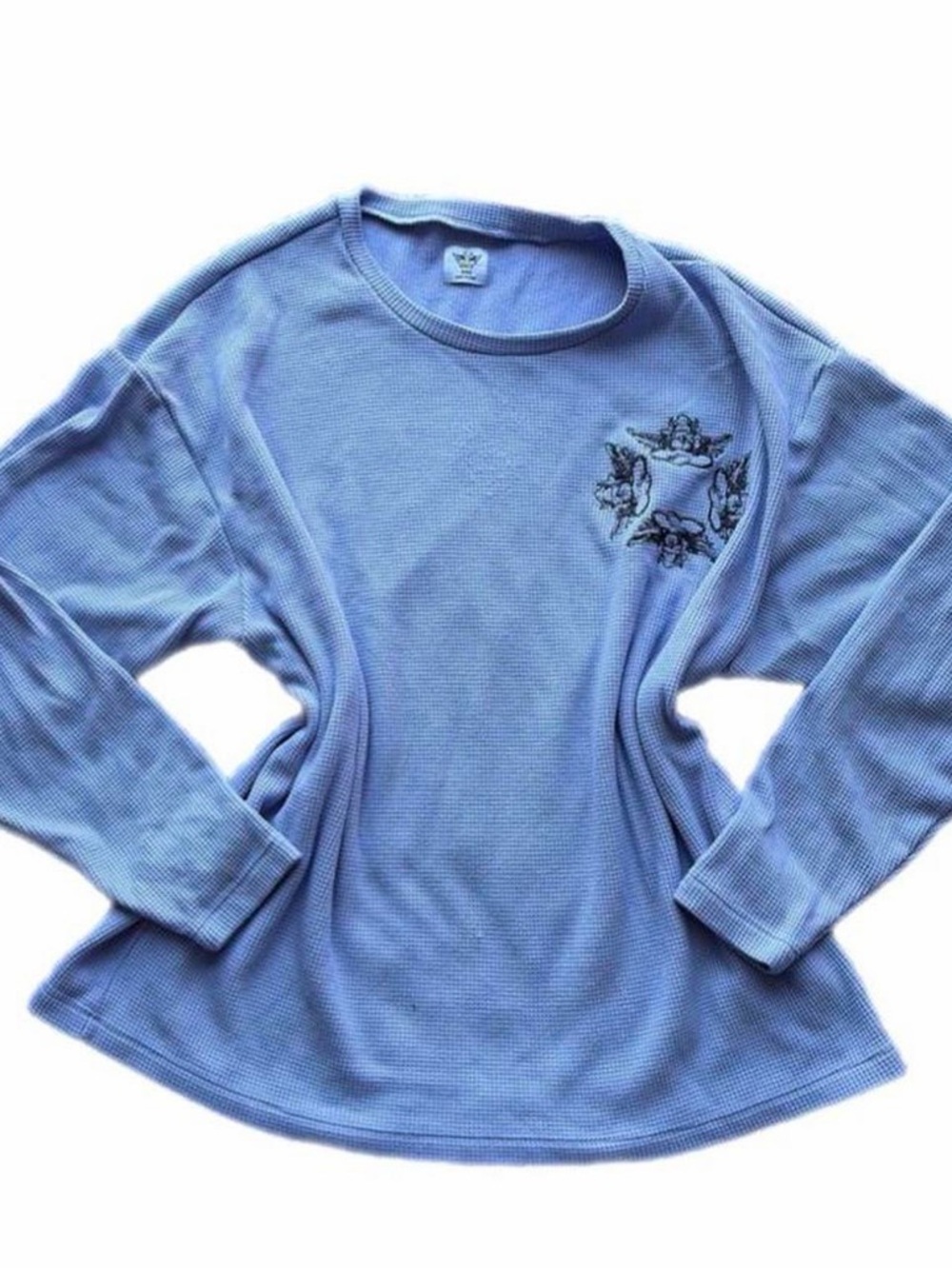 Boys Lie oversized thermal long sleeve shirt waffle knit with angel graphic 👼🏼